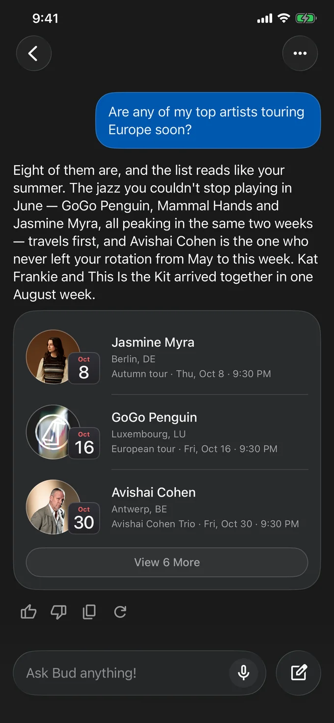 Musebud discovering upcoming concerts